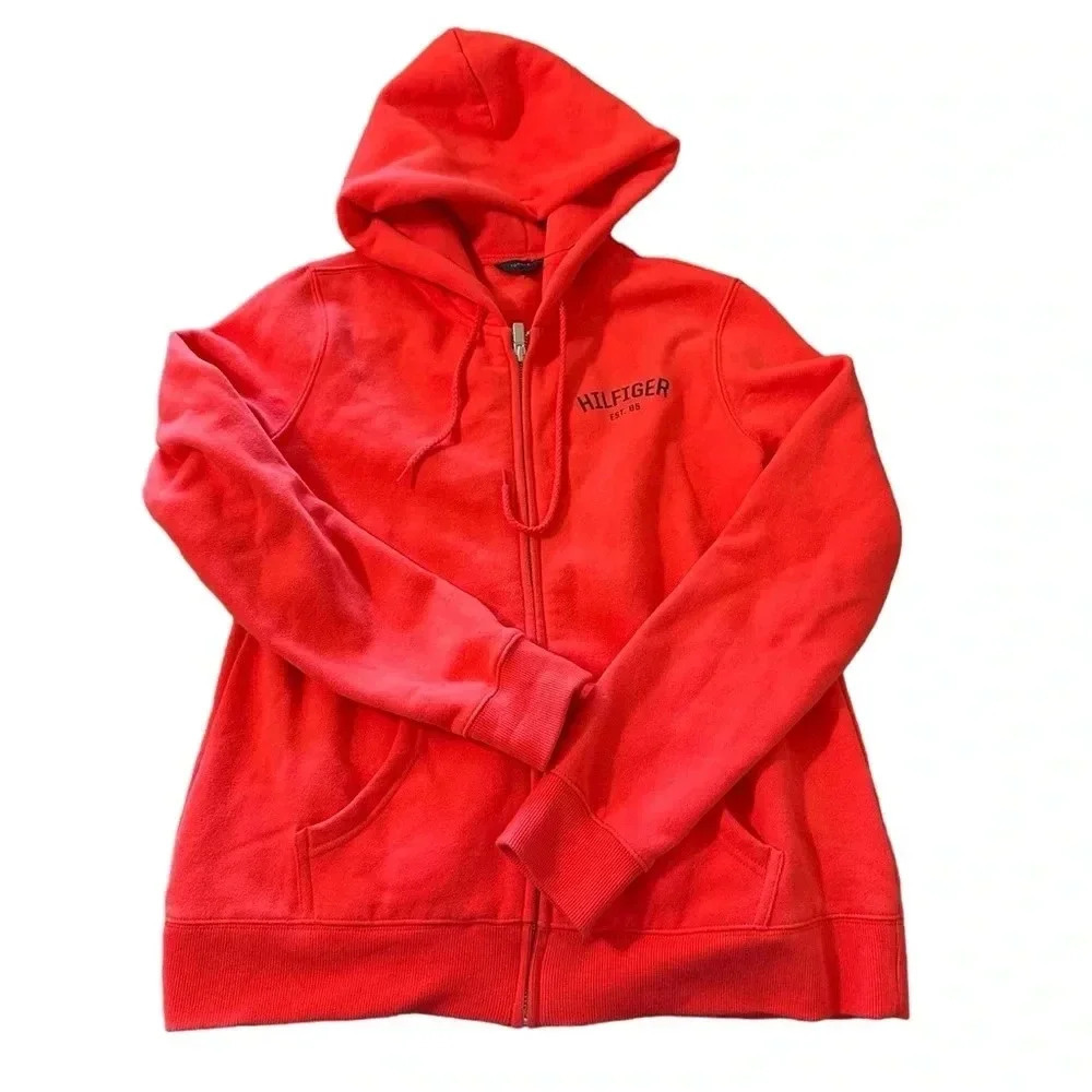 Tommy Hilfiger women's zip up hoodie women's size medium, bright orange